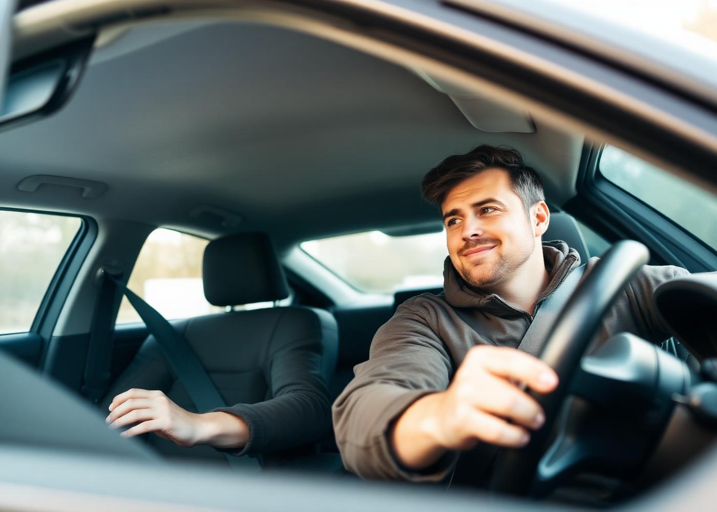 Instructor coaching a student driver during an in-car lesson